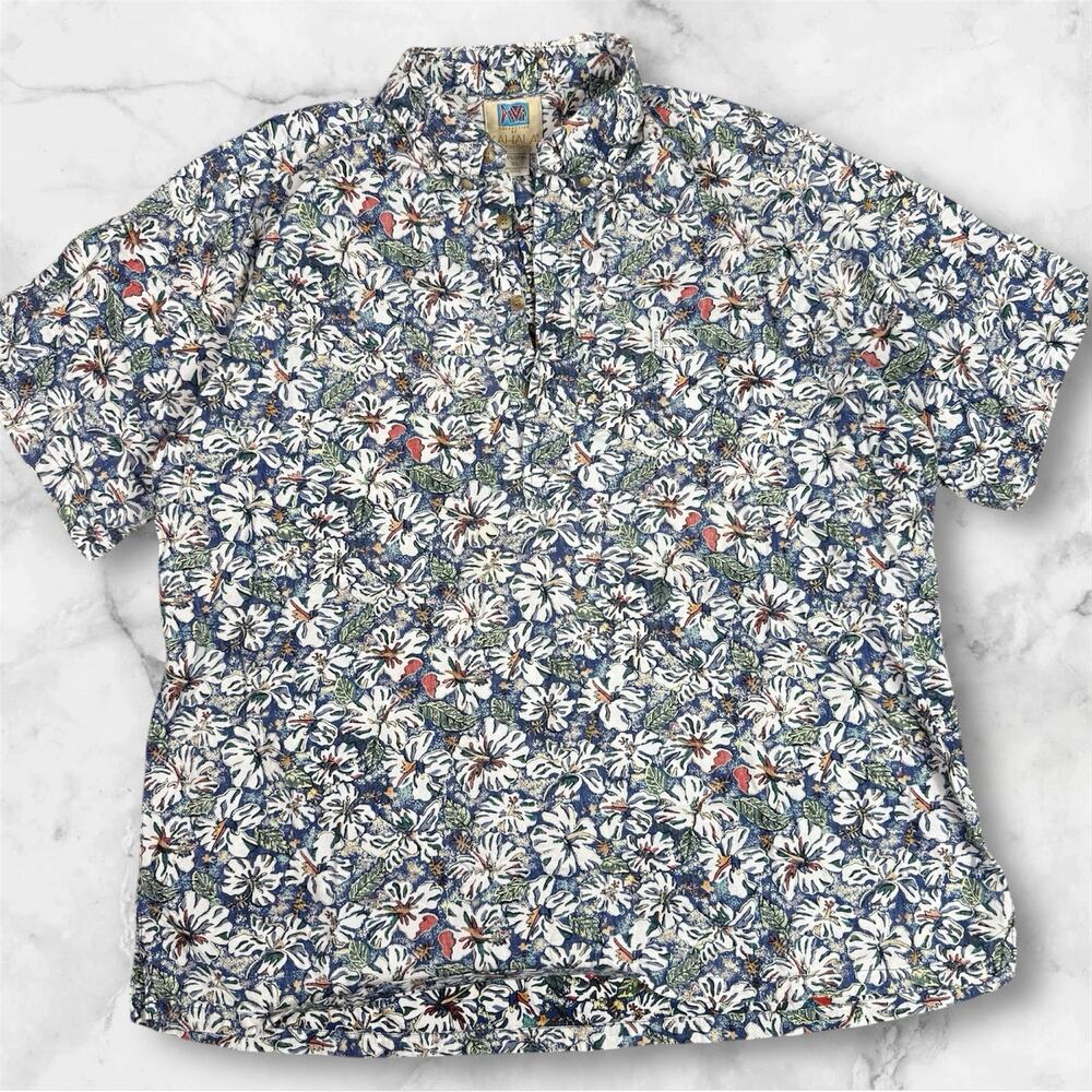 Vintage Kahala Hawaiian Half Button Down Shirt Men’s XL Floral Avi Hawaii
